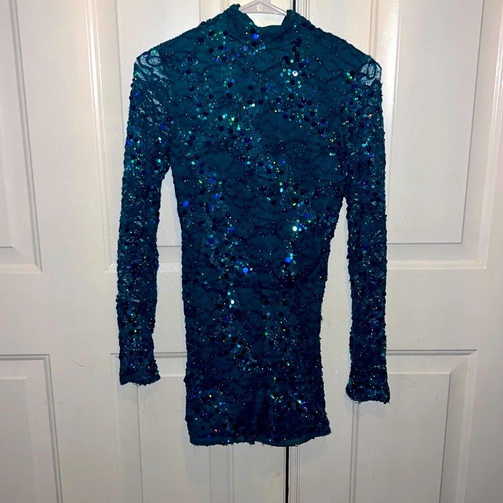 Kelle dance costume turquoise Biketard Small Adult
